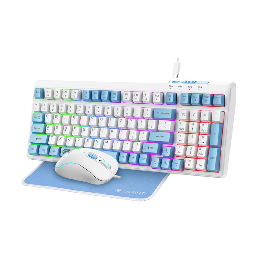 HAVIT GAMING KEYBOARD+MOUSE+MOUSE PAD WHITE KB897CM-WHT